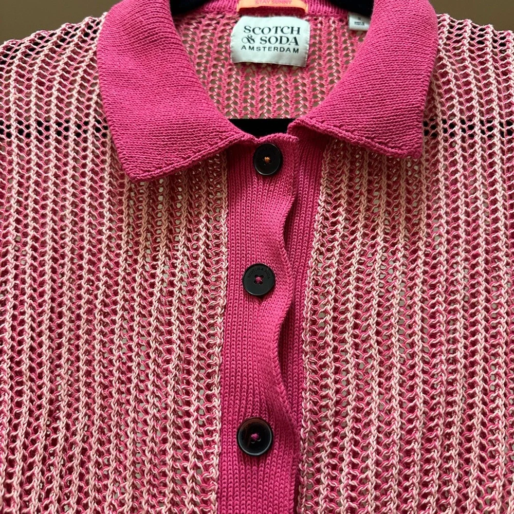 Scotch & Soda Open Stitch Relaxed Collared Cardigan size small - Picture 2 of 4